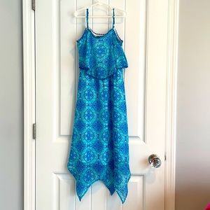My Michelle girls light and dark blue patterned dress. Size 8.
